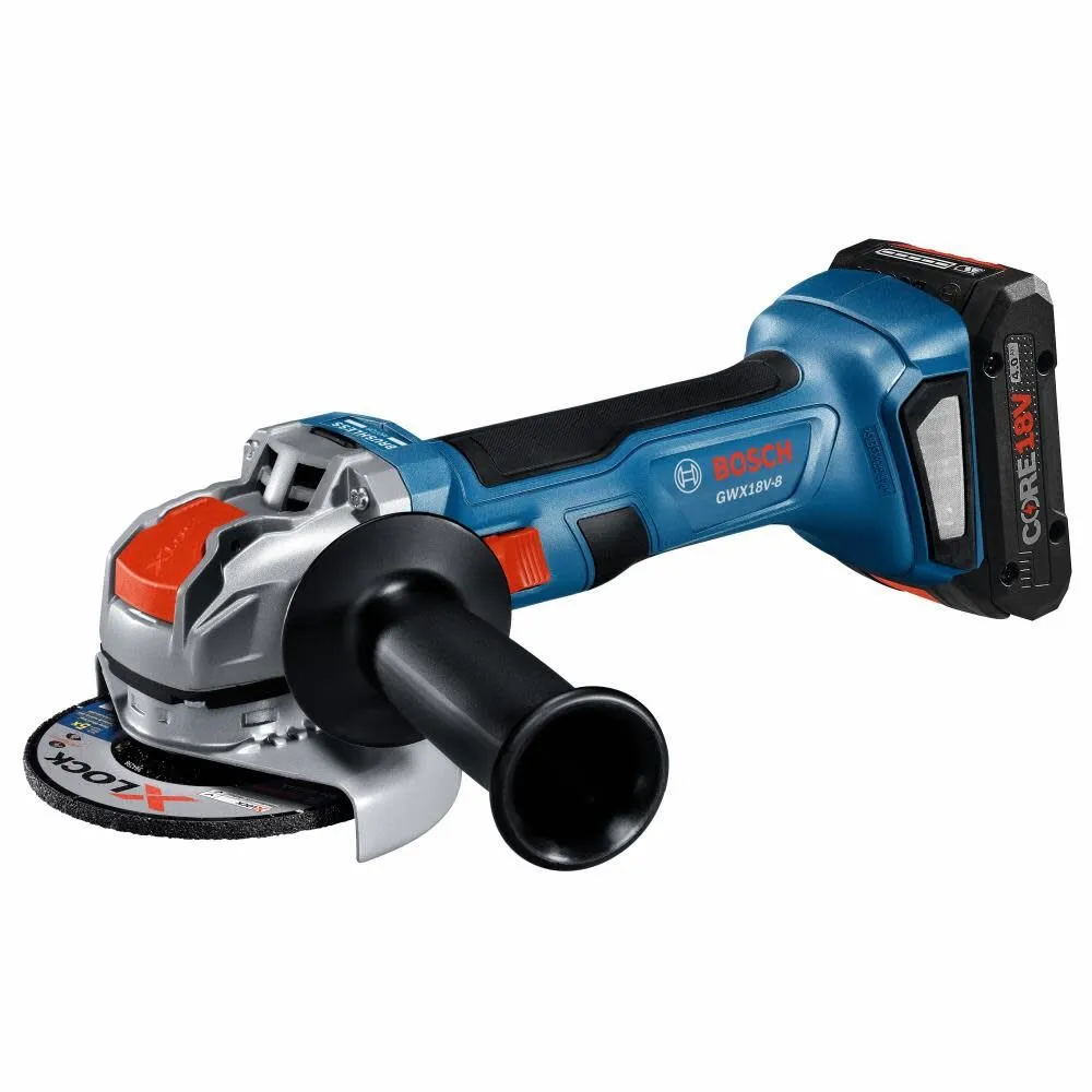 Bosch GWX18V-8B15 18V X-LOCK Brushless 4-1/2 In. Angle Grinder Kit with (1) CORE18V 4 Ah Advanced Power Battery