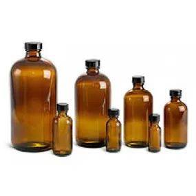 Boston Round Amber Bottles (Sold in Sets of 10)