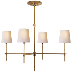 Bryant Large Chandelier in Hand-Rubbed Antique Brass with Natural Paper Shades