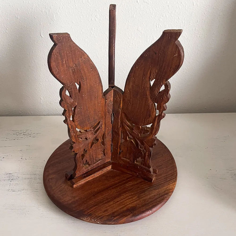 Carved Wood Stand with Inlays - Vintage