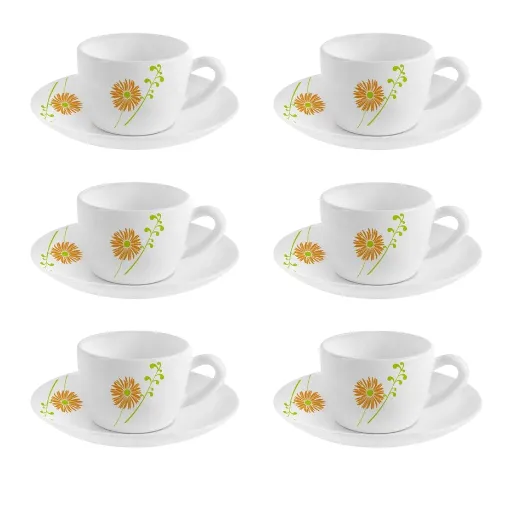 Cello Queen  Cup & Saucer Set, 6 Pcs