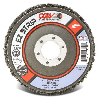 CGW Abrasives EZ Strip Wheels, Non-Woven, 4 1/2 X 7/8, Silicon Carbide, Black, 59200