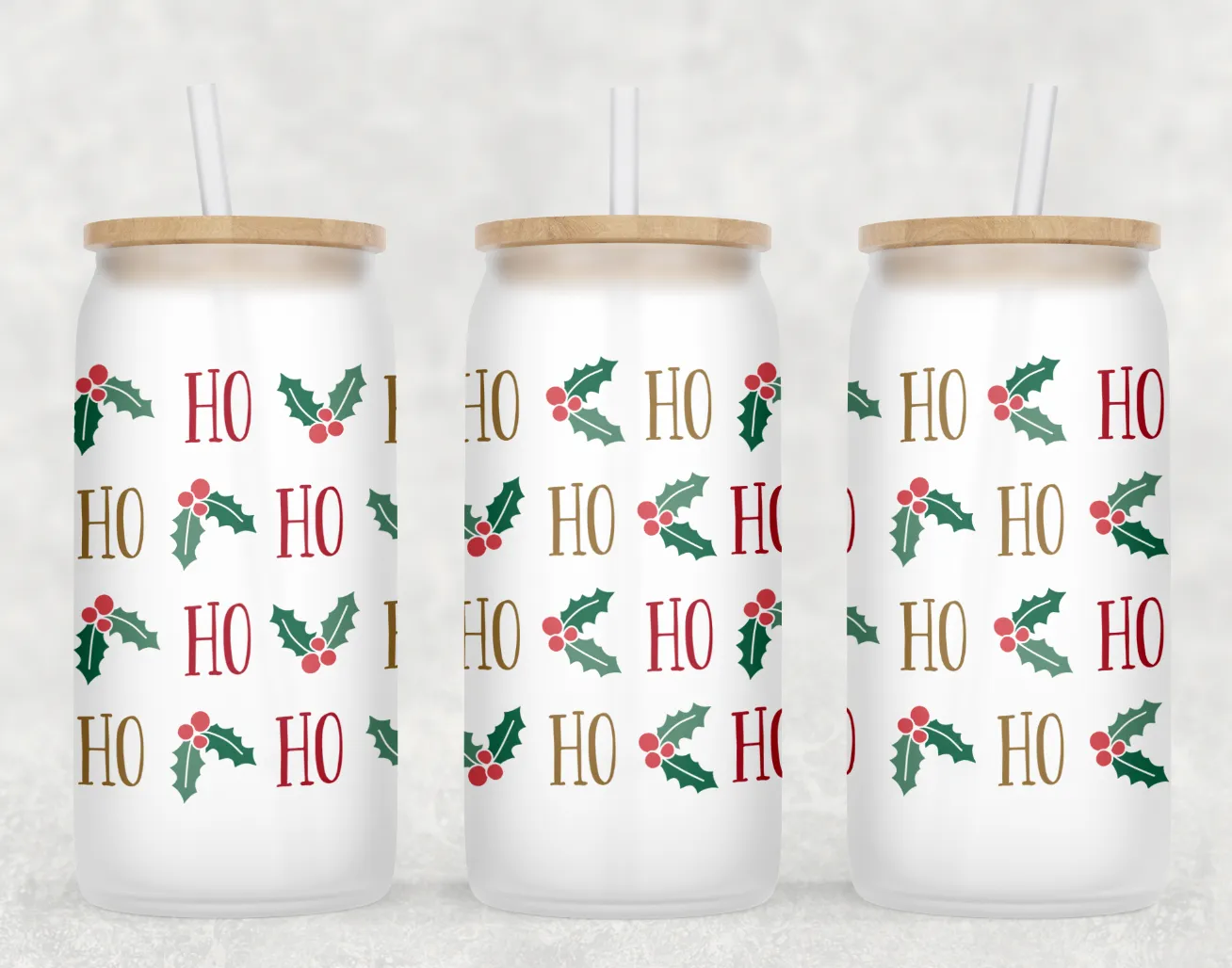 Christmas Ho Ho Ho Glass Can Tumbler