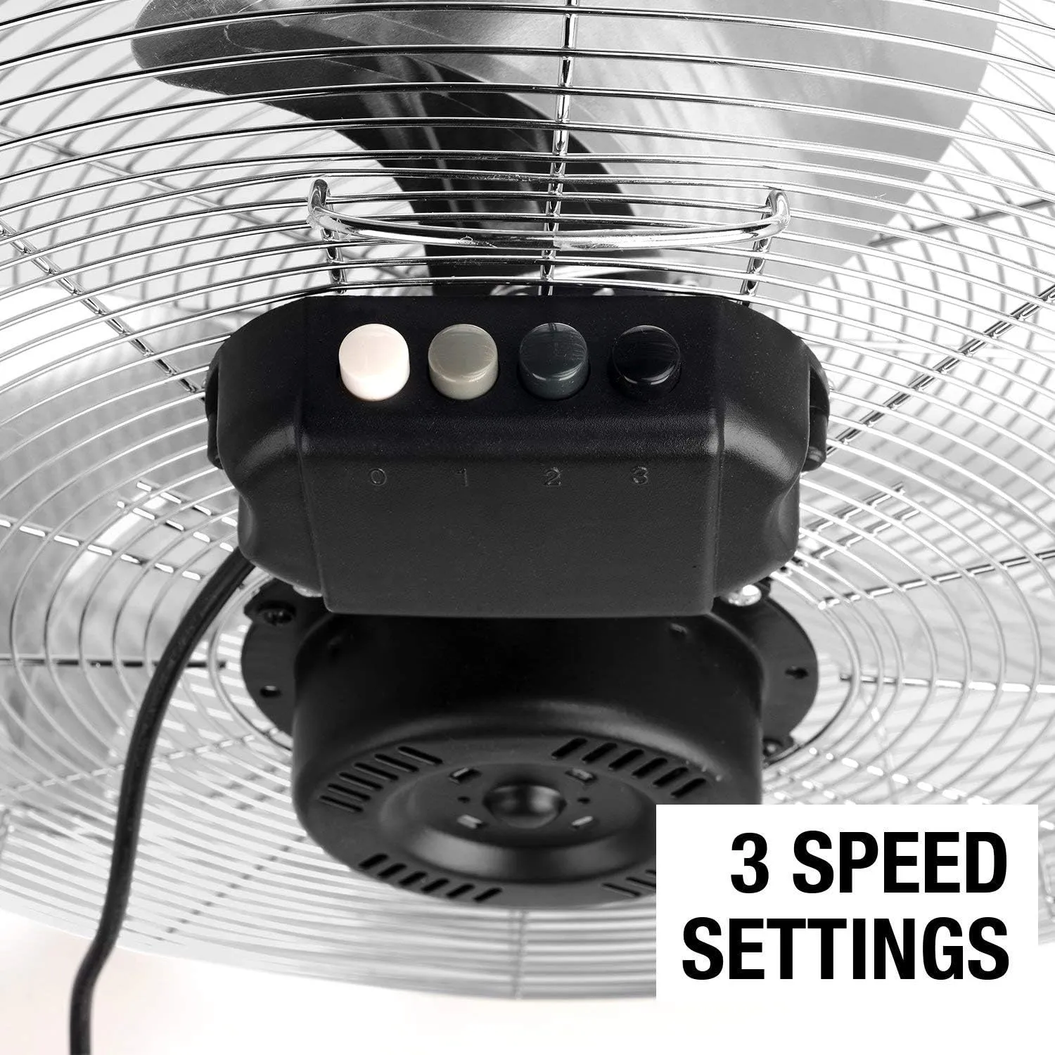 Chrome Metal High Speed Floor Fan - 12" - 20" - 3 Speed Settings