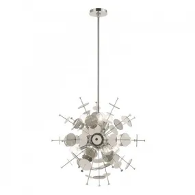 CIRCULO 6 LIGHT PENDANT CHANDELIER, POLISHED CHROME