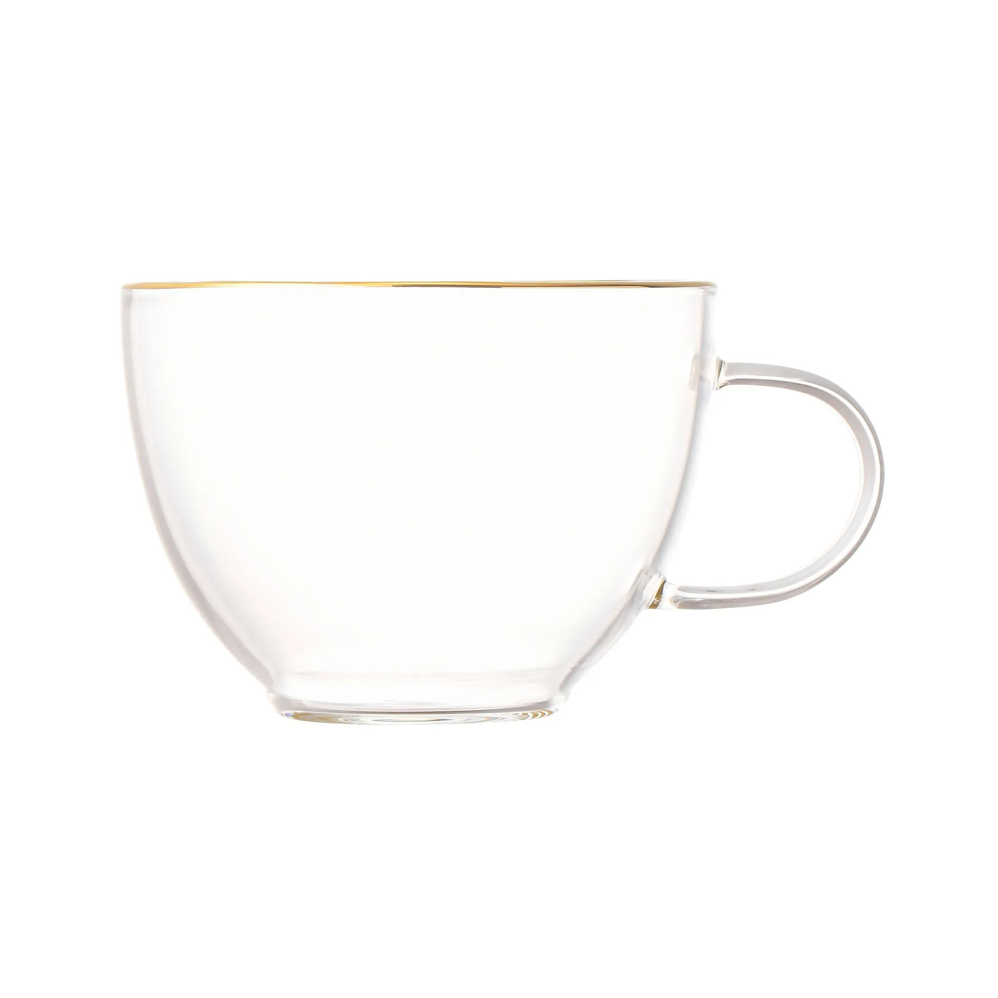 Clear Glass Cup & Saucer Gold