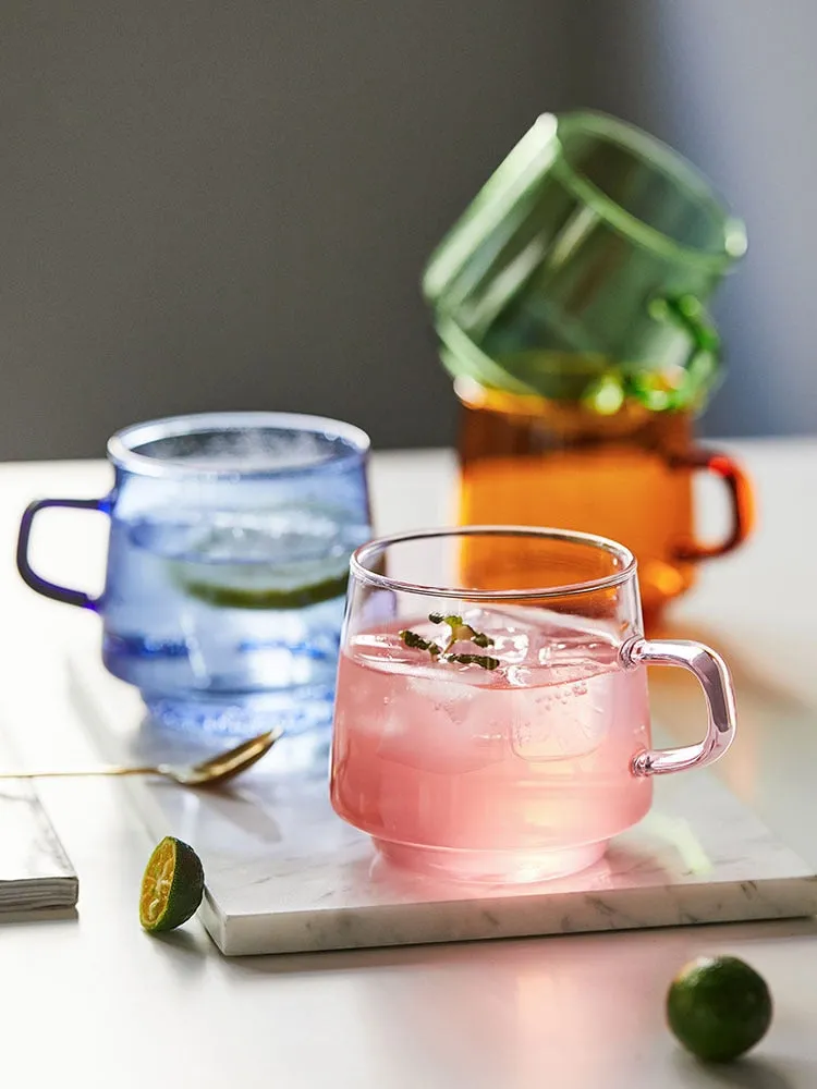 Colored Glass Tea Cup With Saucer