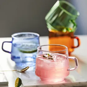 Colored Glass Tea Cup With Saucer