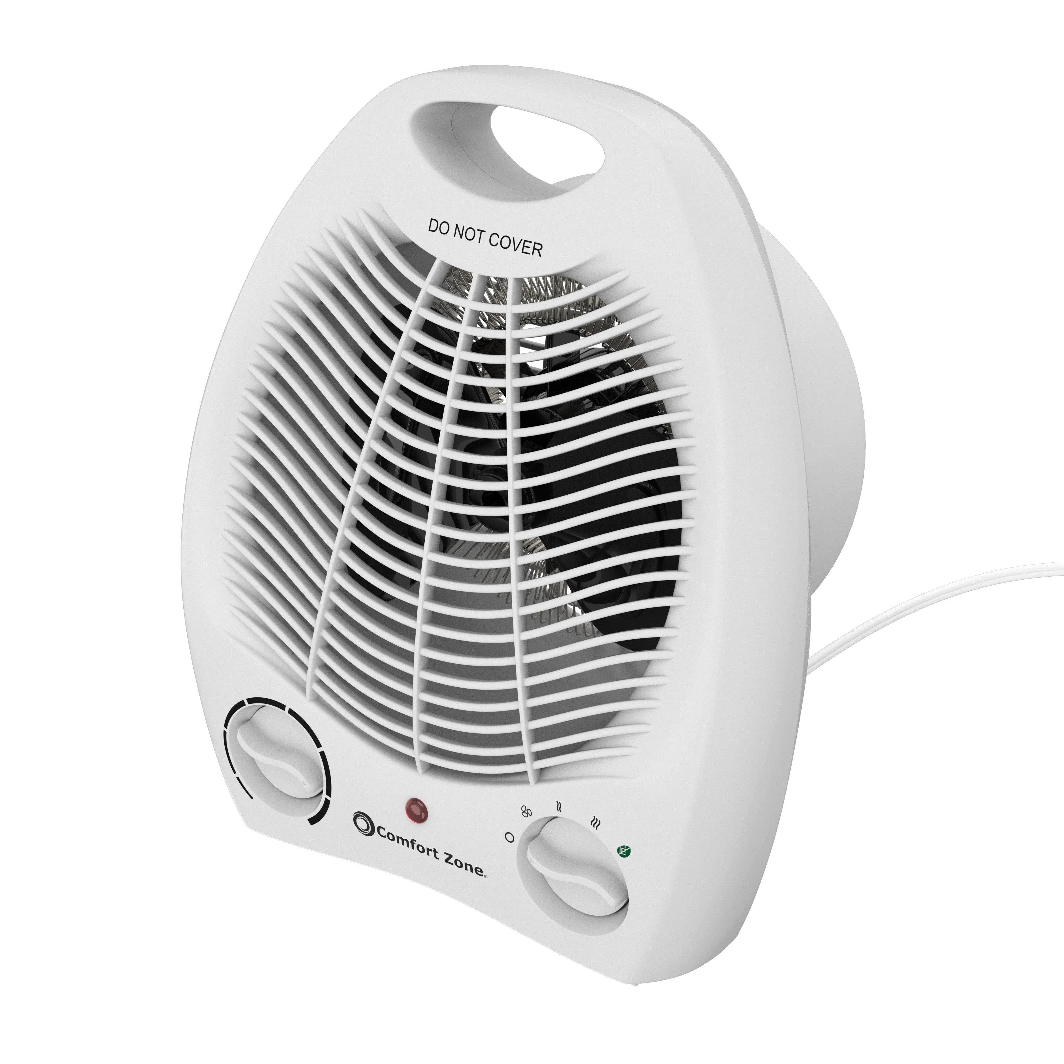 Comfort Zone Fan-Forced Energy-Save Electric Portable Heater with Thermostat in White & Black