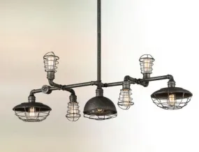 CONDUIT 7 LIGHT INDUSTRIAL LINEAR CHANDELIER