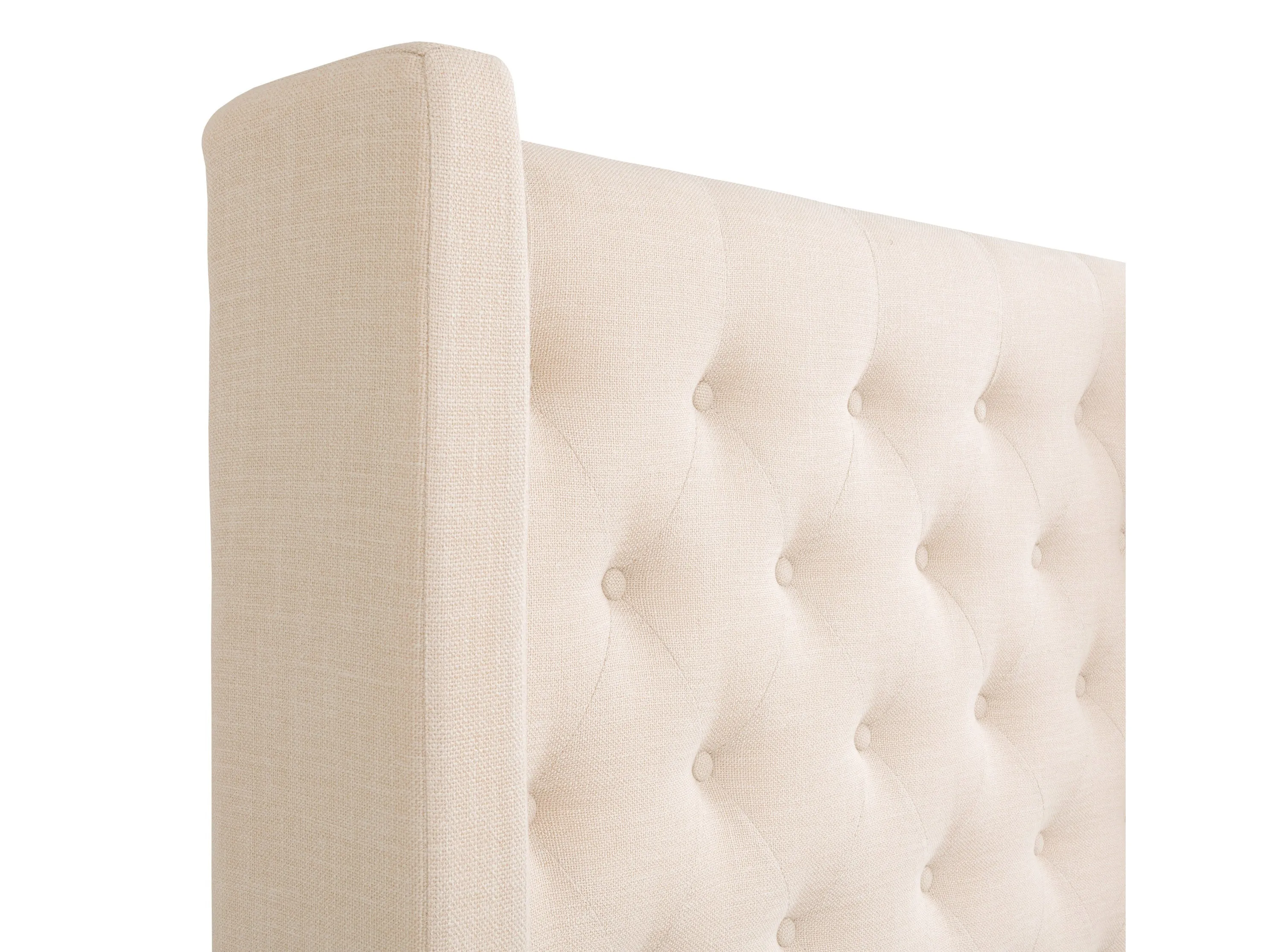 Cream Tufted King Bed with Slats