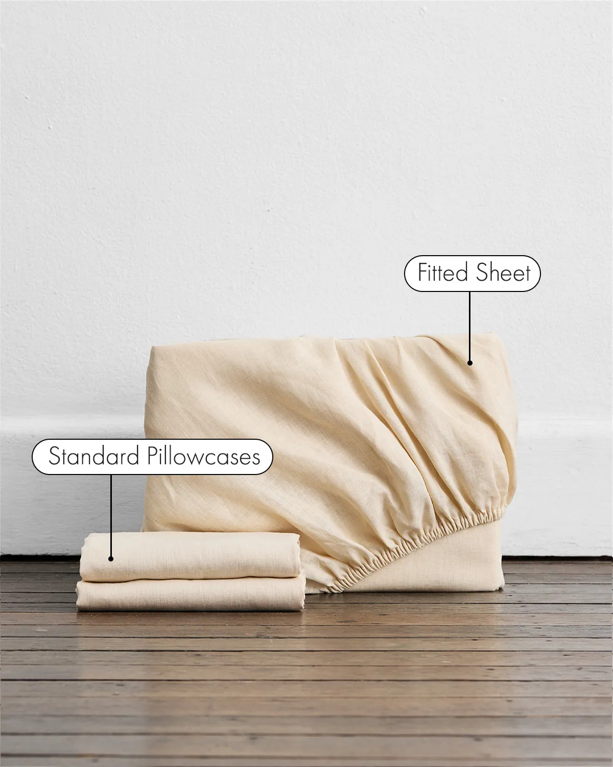 Crème 100% French Flax Linen Fitted Sheet Set