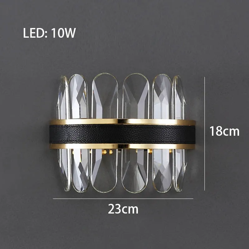 Crystal Dimmable LED Light Ceiling Chandeliers Black Leather Luxury Lustres Round Hanging Lamps Home Decor for Living Room