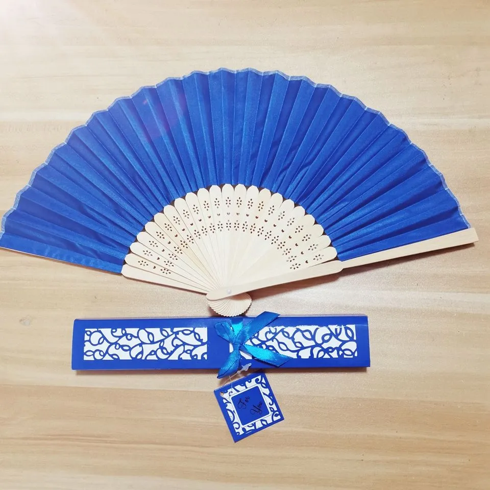 Custom Silk Folding Fan - Personalized Wedding Gift with Bride and Groom's Names and Date