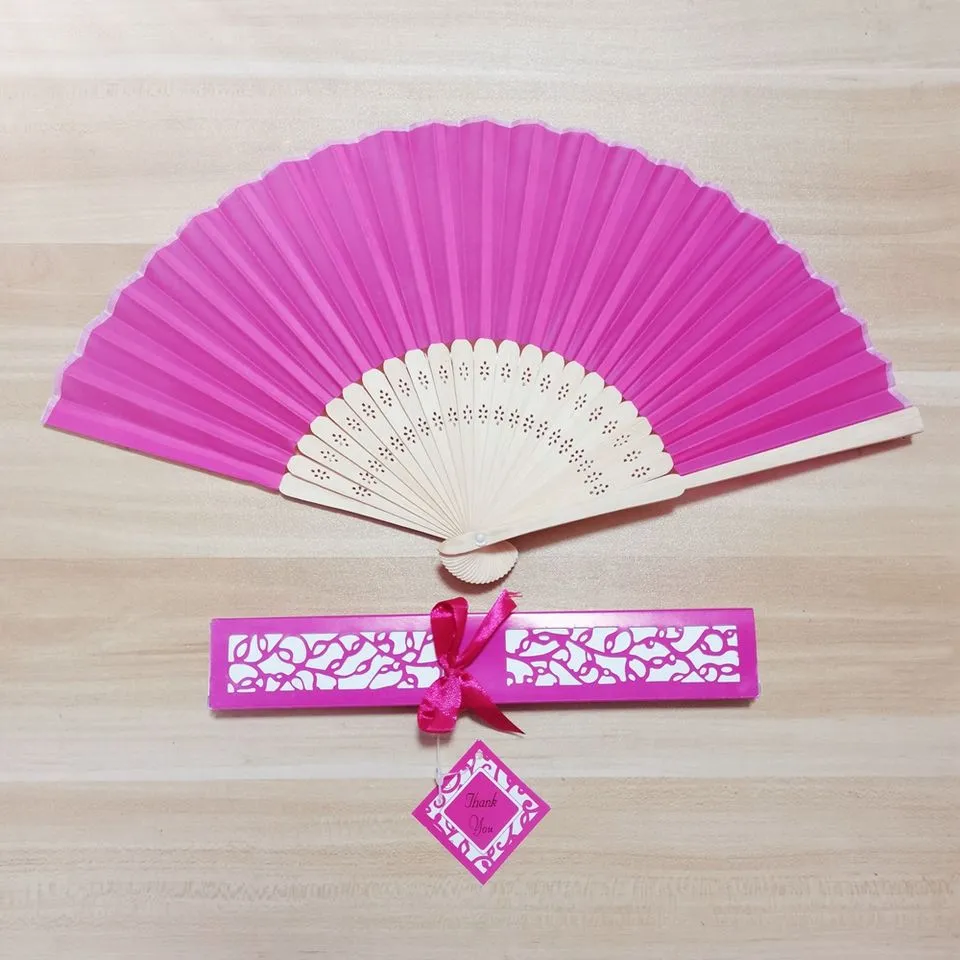 Custom Silk Folding Fan - Personalized Wedding Gift with Bride and Groom's Names and Date