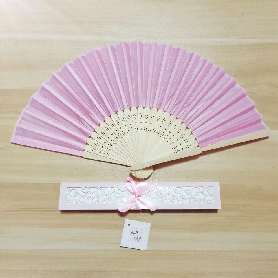 Custom Silk Folding Fan - Personalized Wedding Gift with Bride and Groom's Names and Date