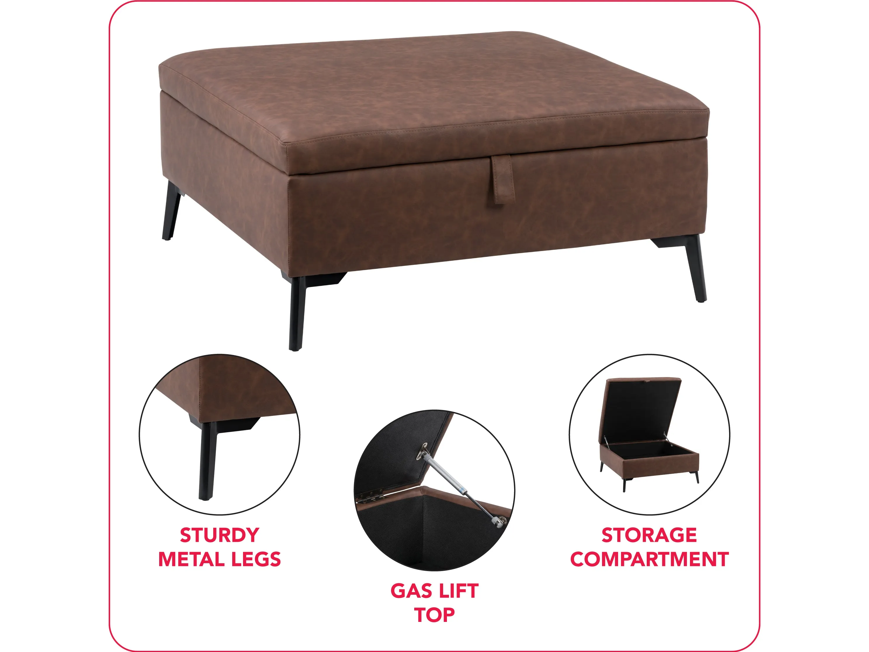 Dark Brown Mid-Century Modern Ottoman