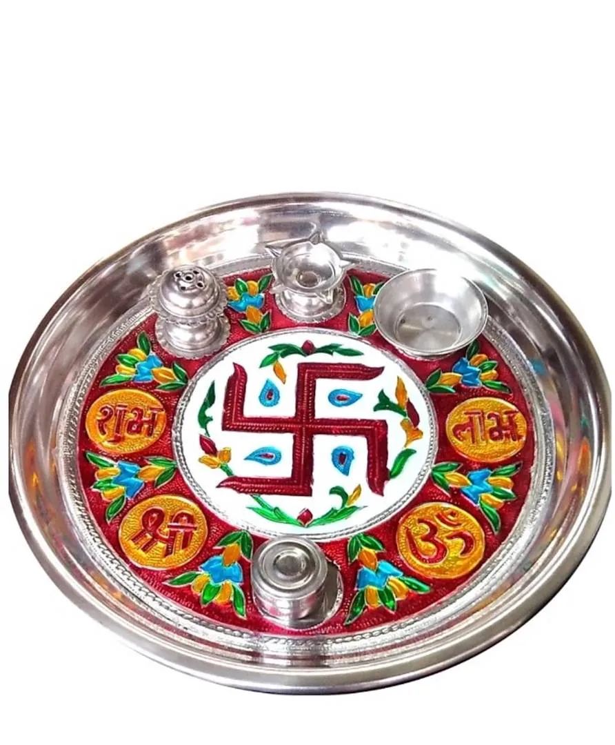 DECORATIVE POOJA THALI 4 IN 1 (24 CM)