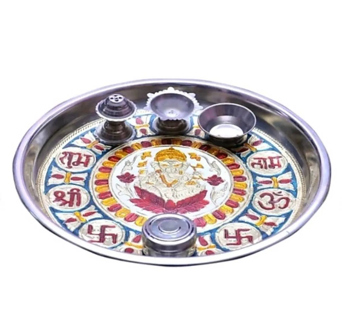 DECORATIVE POOJA THALI 4 IN 1 (24 CM)