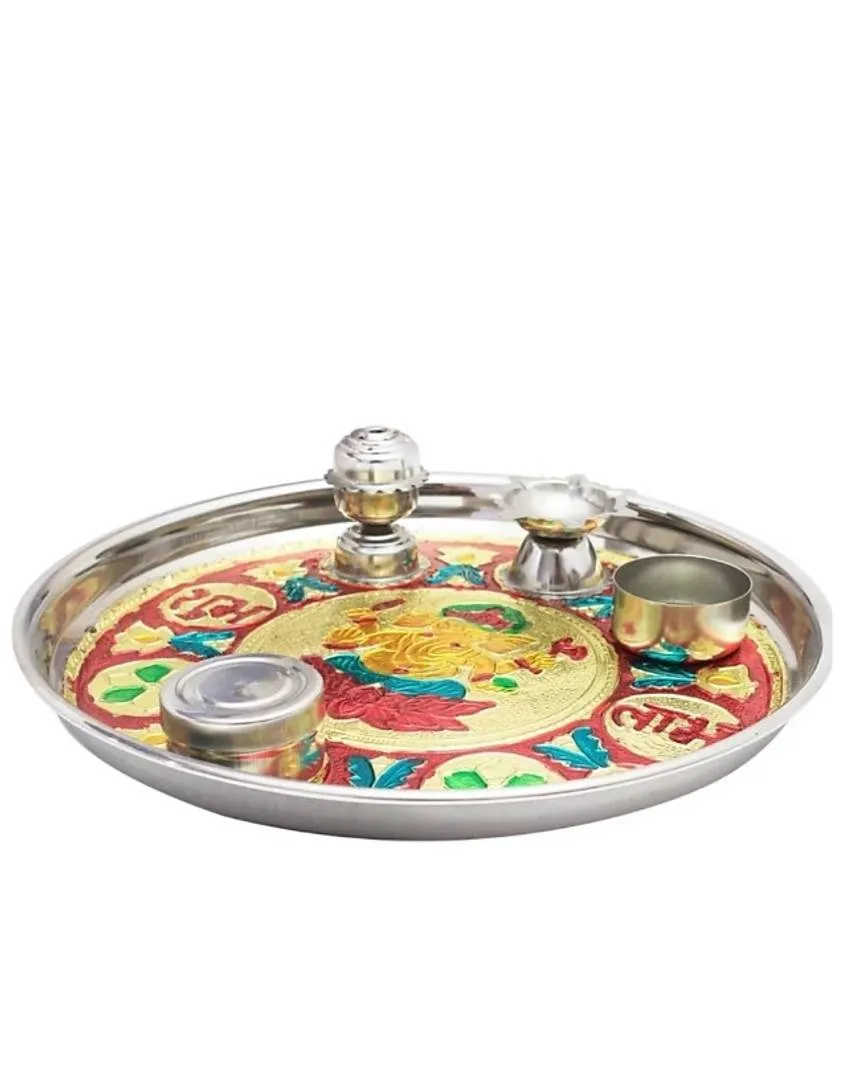 DECORATIVE POOJA THALI 4 IN 1 (24 CM)