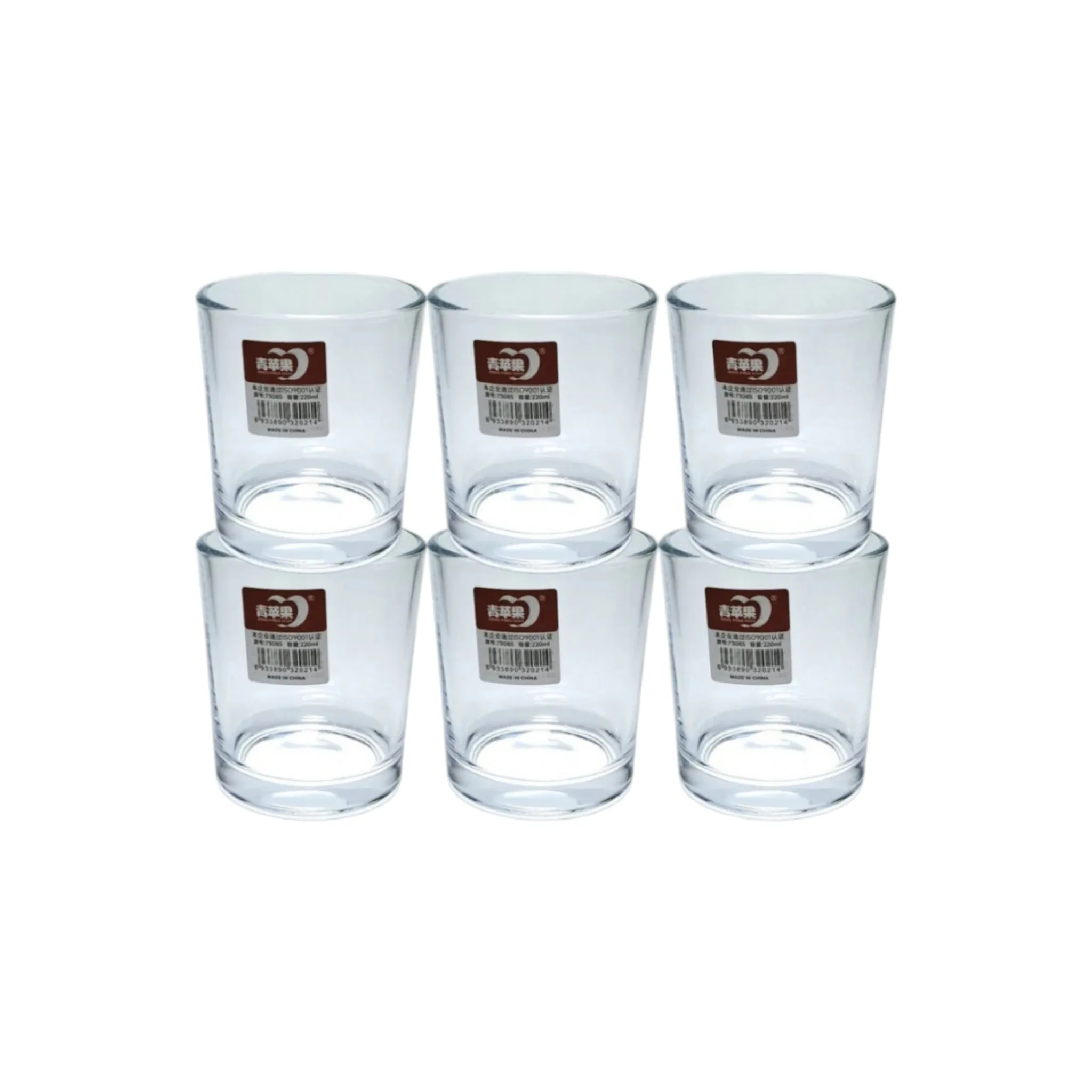 Deli Glass Tumbler Pressed 220ml Whiskey Cup 8.5x7.6cm 6Pack