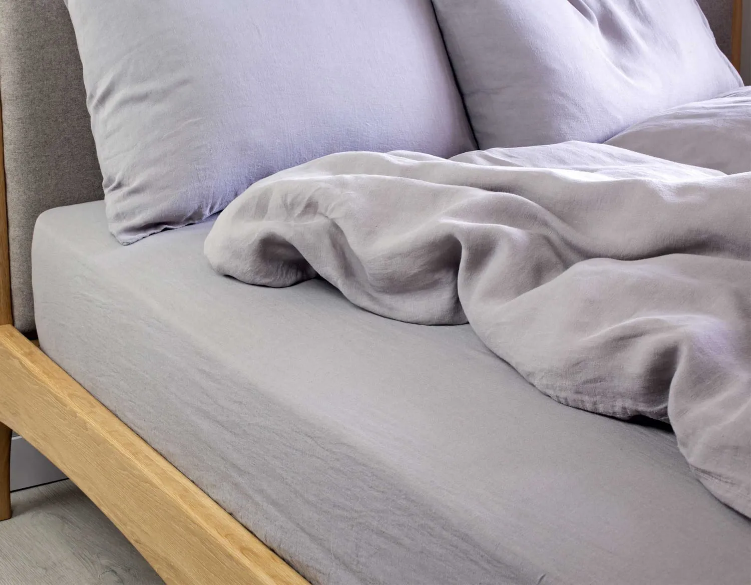 Double Linen Fitted Sheet - Calm Grey