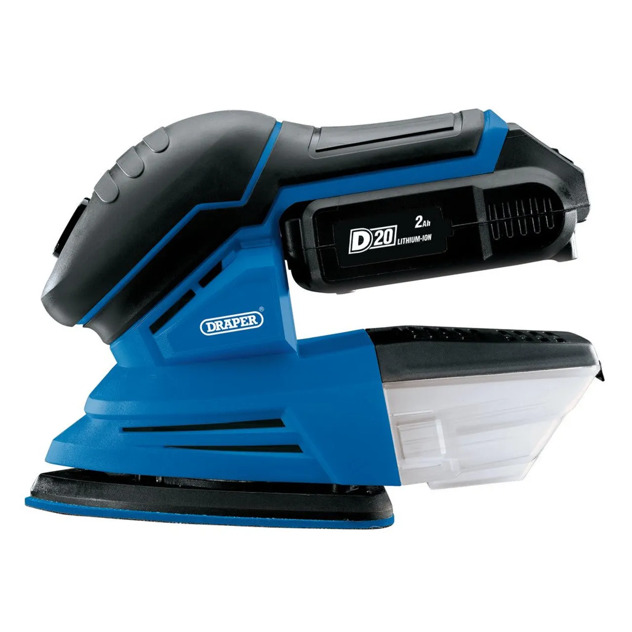 Draper D20 20V Tri-Base Detail Sander, 1 x 2.0Ah Battery, 1 x Charger (00608)