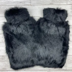 Duo of Black Luxury Rabbit Fur Hot Water Bottles