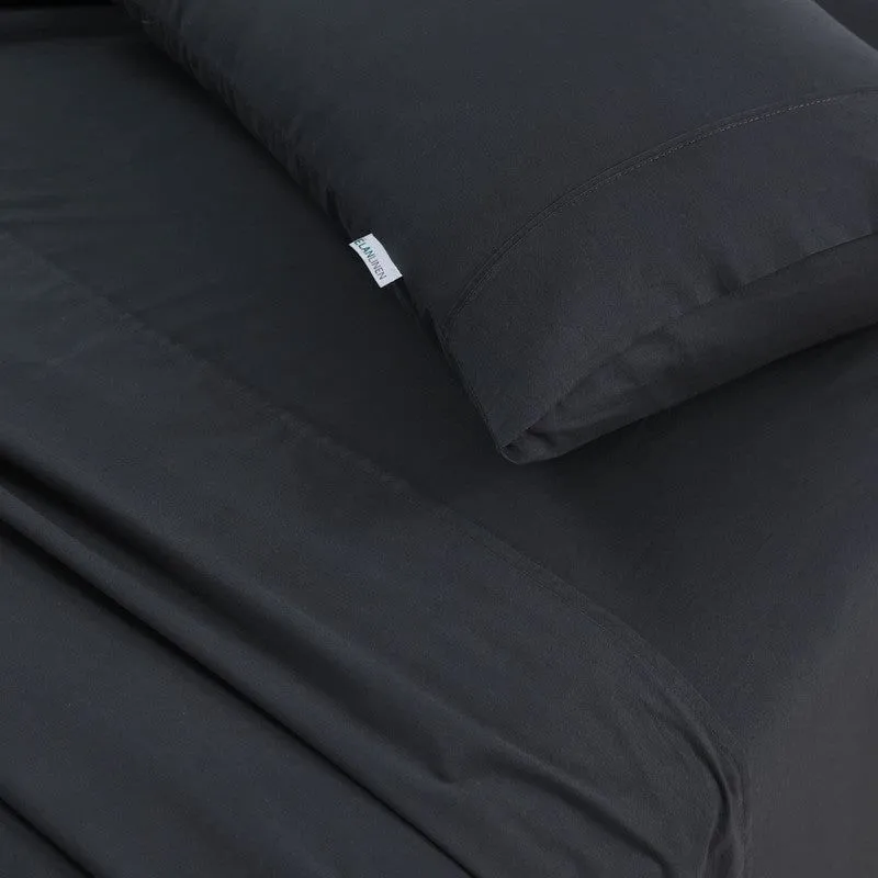 Elan Linen 100% Egyptian Cotton Vintage Washed 500TC Charcoal 50 cm Deep Mega King Bed Sheets Set