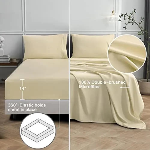 EMONIA Double Bed Sheets Set 4 Piece Full Bed Sheet