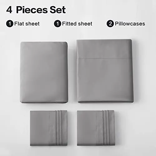 EMONIA Double Bed Sheets Set 4 Piece Full Bed Sheet