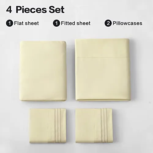 EMONIA Double Bed Sheets Set 4 Piece Full Bed Sheet