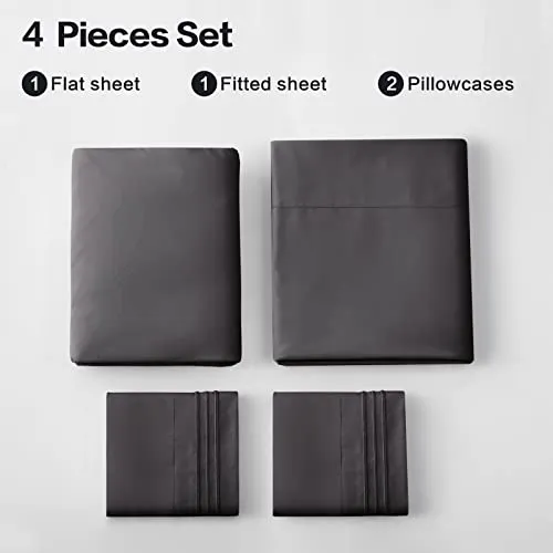 EMONIA Double Bed Sheets Set 4 Piece Full Bed Sheet