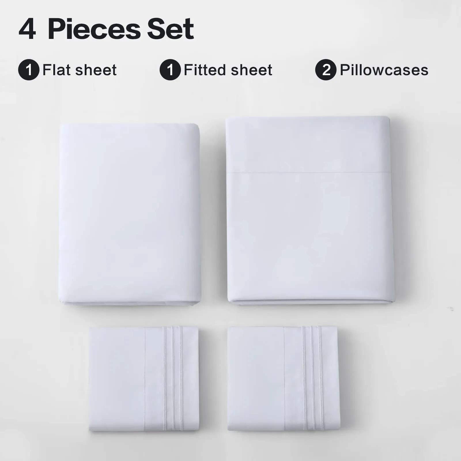 EMONIA Double Bed Sheets Set 4 Piece Full Bed Sheet