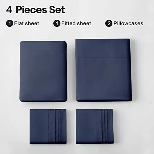 EMONIA Double Bed Sheets Set 4 Piece Full Bed Sheet