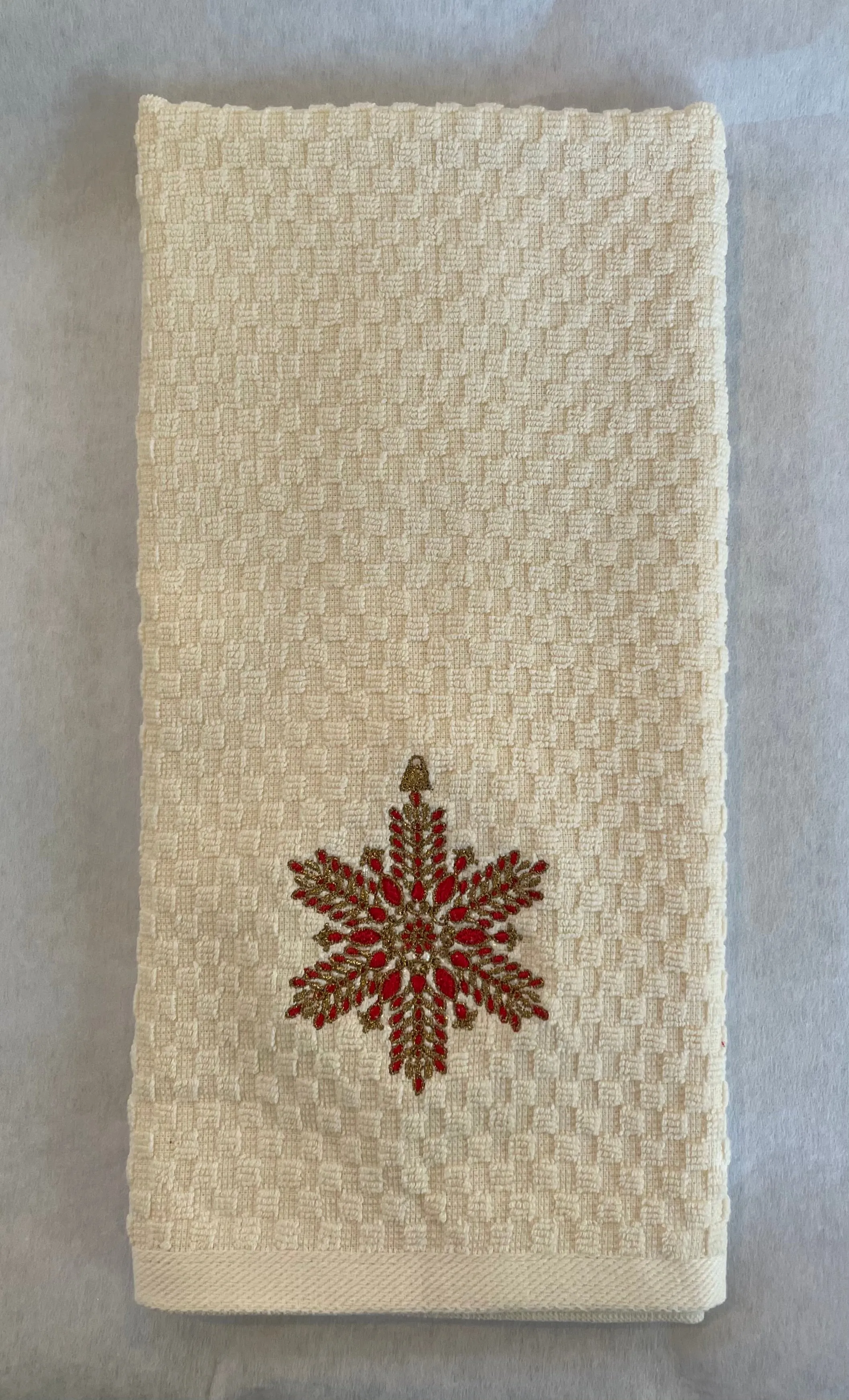 Exquisite Snowflake Embroidered Kitchen Towel