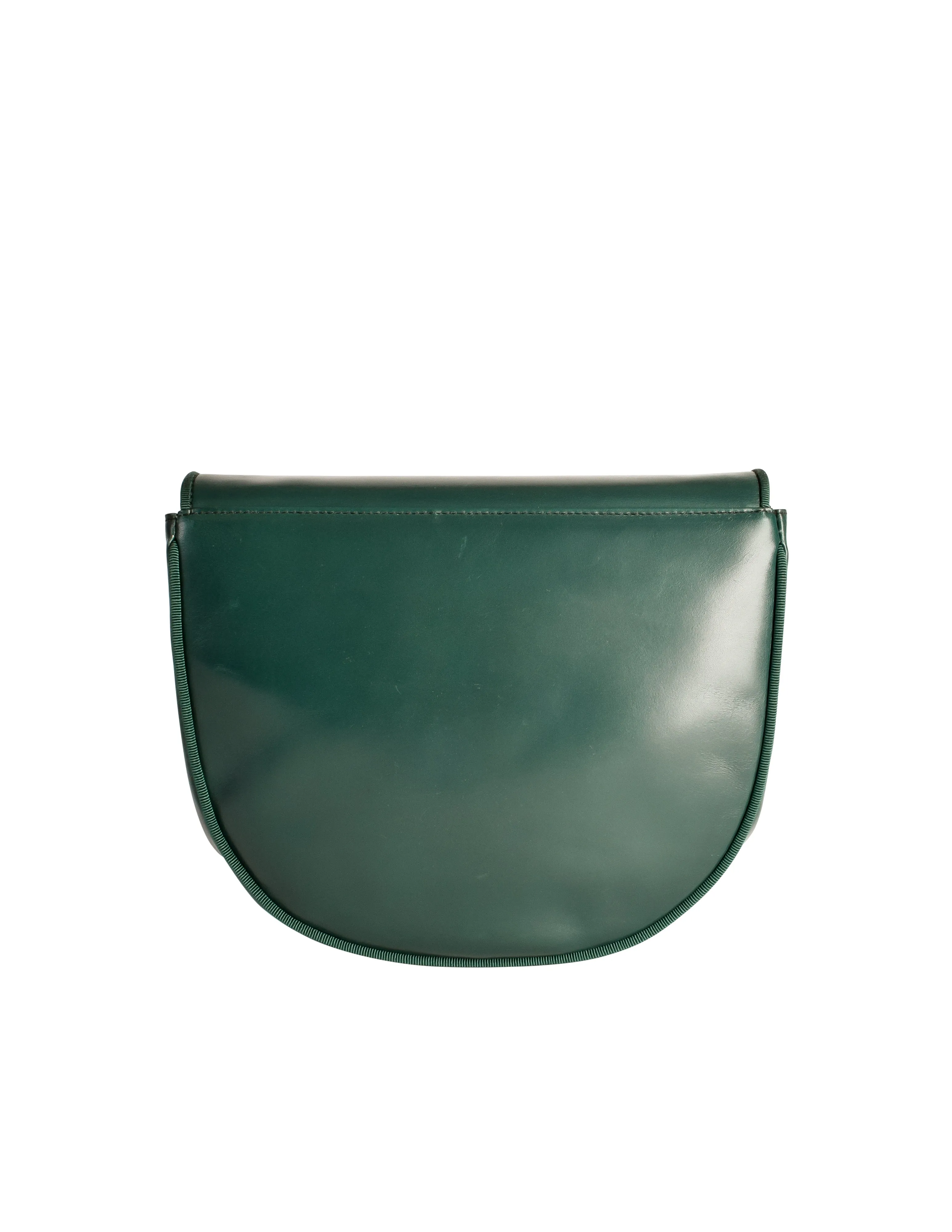 Ferragamo Vintage Vara Bow Logo Forest Green Leather Crossbody Bag