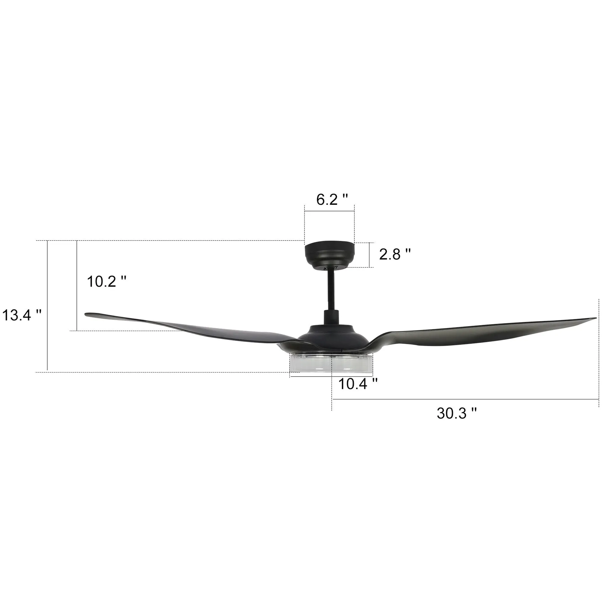 FLETCHER 60 inch 3-Blade Smart Ceiling Fan with LED Light Kit & Remote - Black/Black (Set of 2)