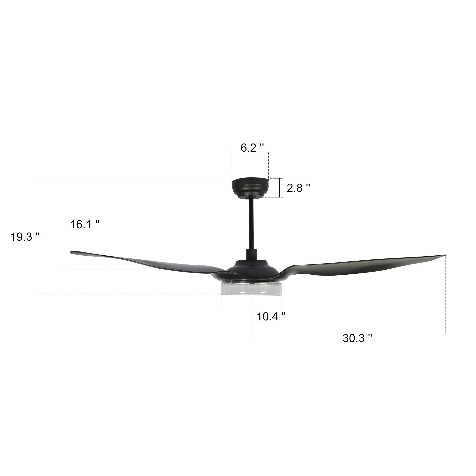 FLETCHER 60 inch 3-Blade Smart Ceiling Fan with LED Light Kit & Remote - Black/Black (Set of 2)