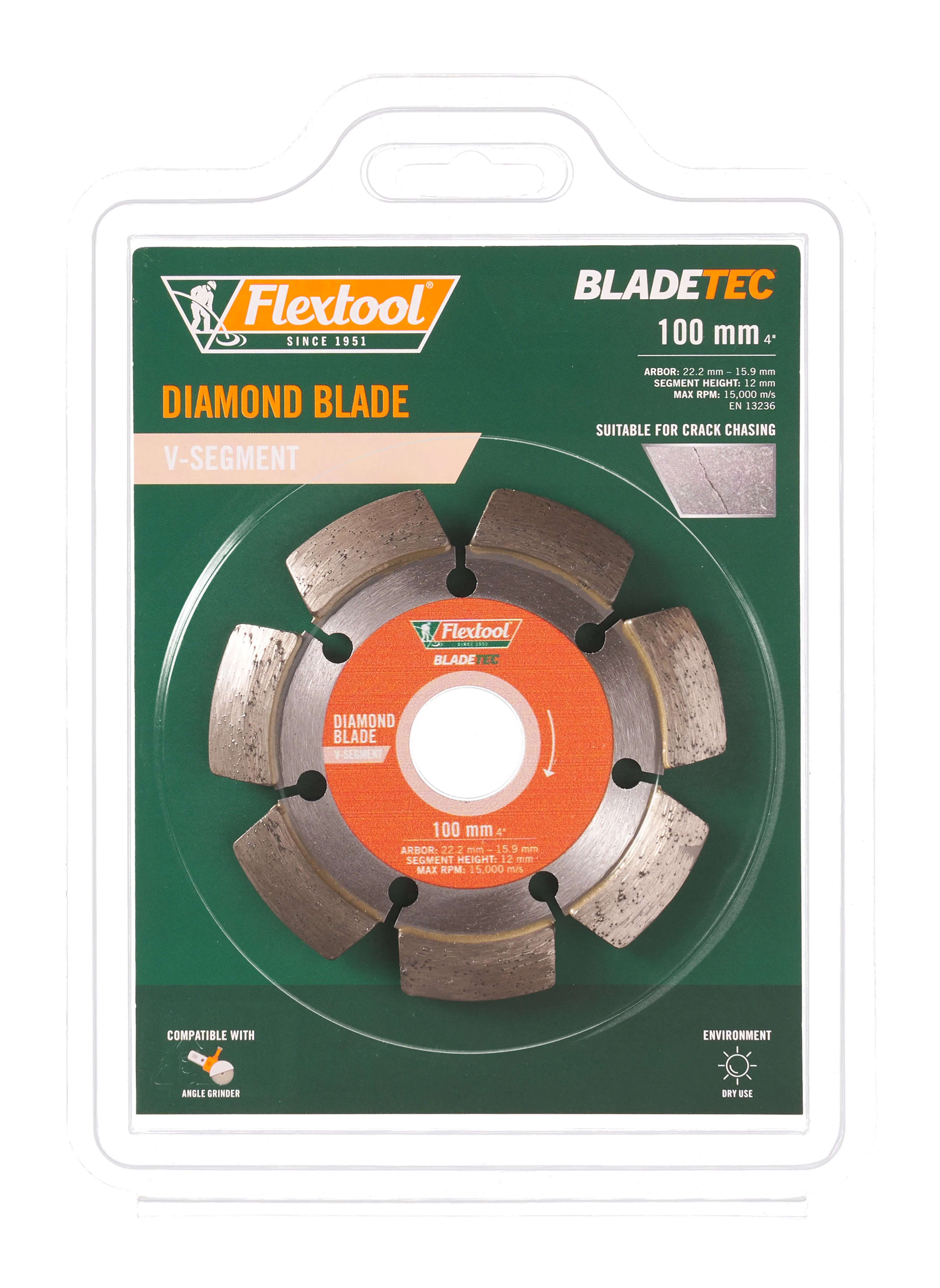 Flextool BladeTec Diamond Blade -  V-Segment 100mm 4""