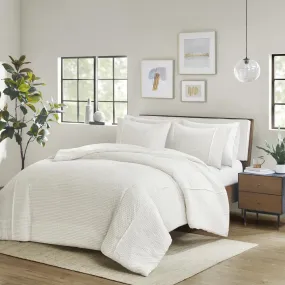 Florence | 3 Piece King/Cal King Striped Seersucker Oversized Duvet Cover Set