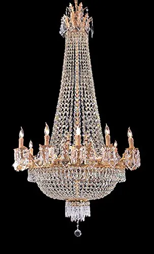 French Empire Gold Crystal Chandelier Chandeliers Lighting W 25" H52" 12 Lights - Great for The Dining Room, Foyer, Entry Way, Living Room! - A93-C7/1280/8 4