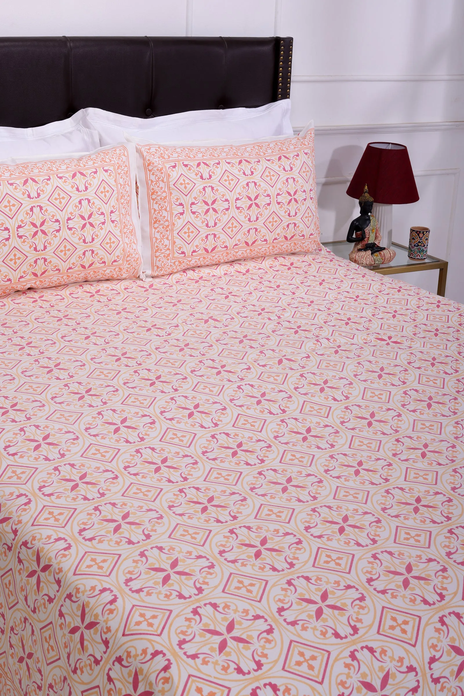 Gayatri Mosaic Orange Cotton Bedsheet