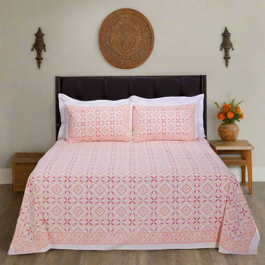 Gayatri Mosaic Orange Cotton Bedsheet