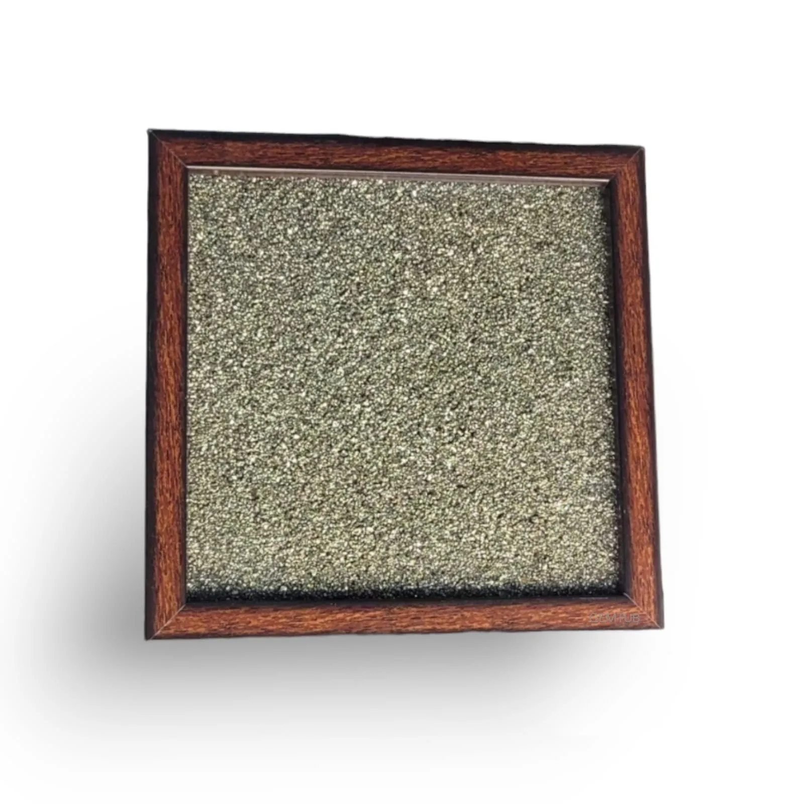 GEMTUB Money Magnet Pyrite Dust Plate with Wooden Frame for Wealth and Prosperity Attraction Home Decore & Wall Decore