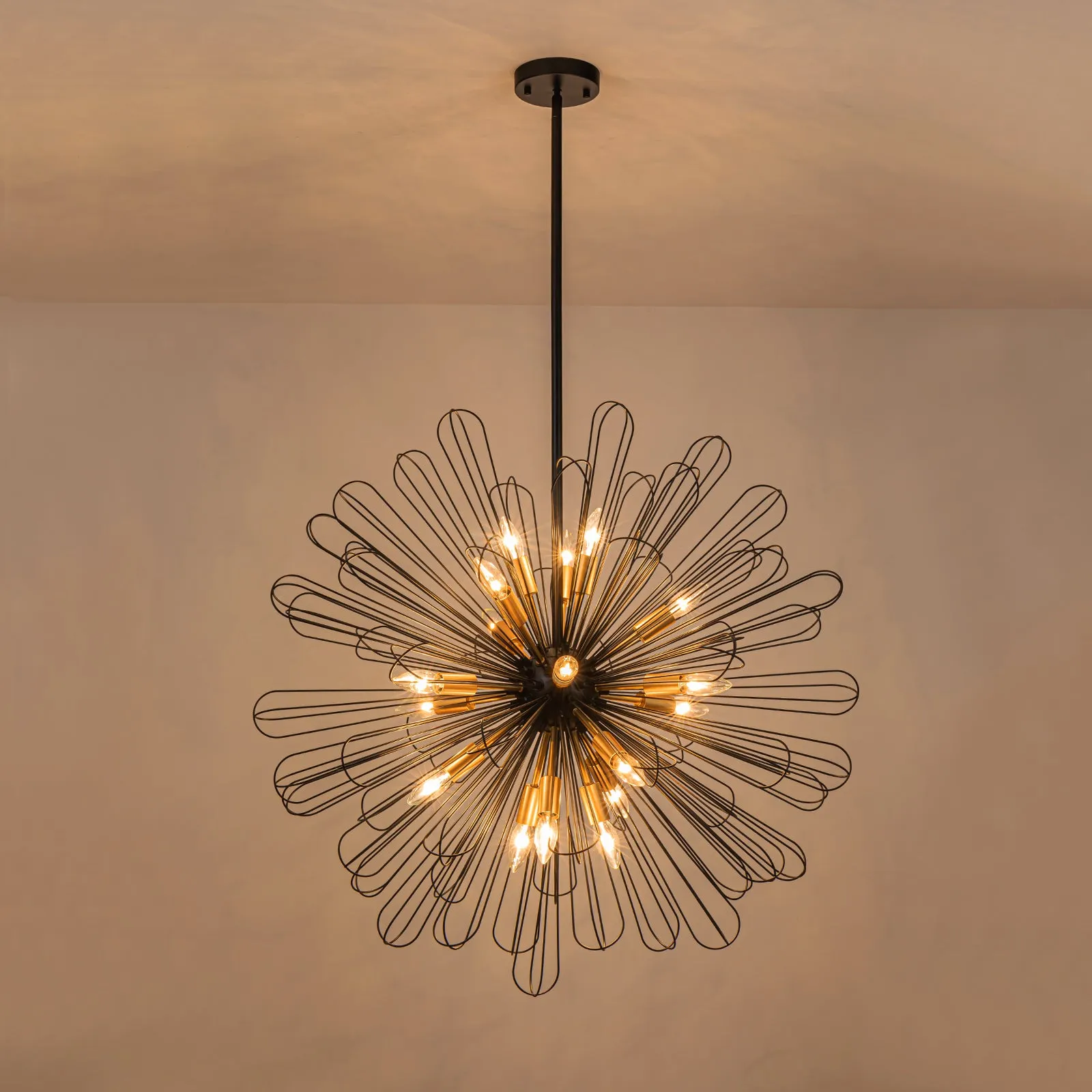 Glowlings 18-Light 34''Wide Dimmable Globe Dandelion Shape Sputnik Sphere Chandelier