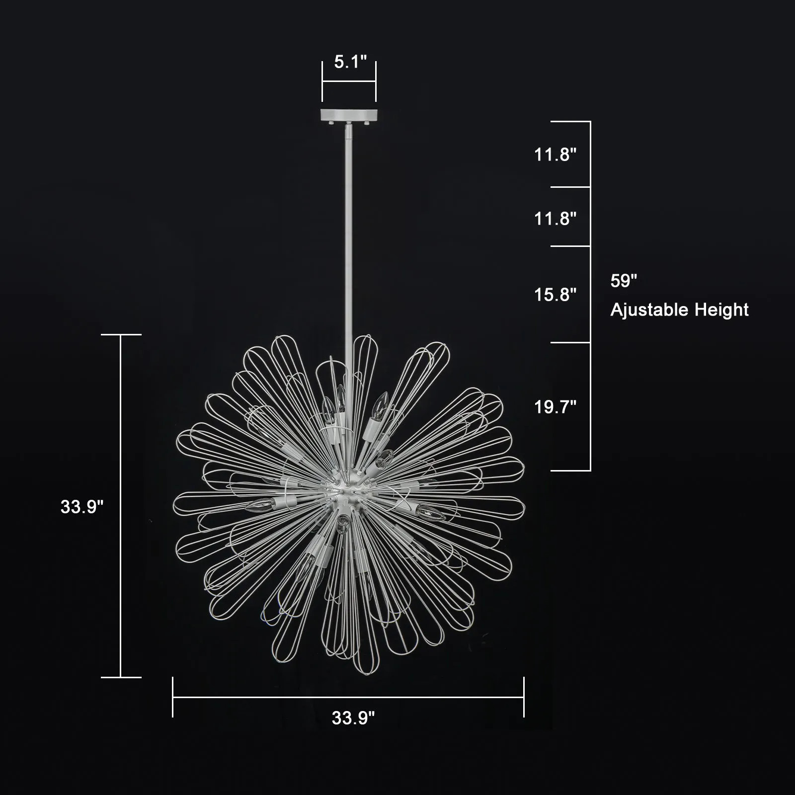 Glowlings 18-Light 34''Wide Dimmable Globe Dandelion Shape Sputnik Sphere Chandelier