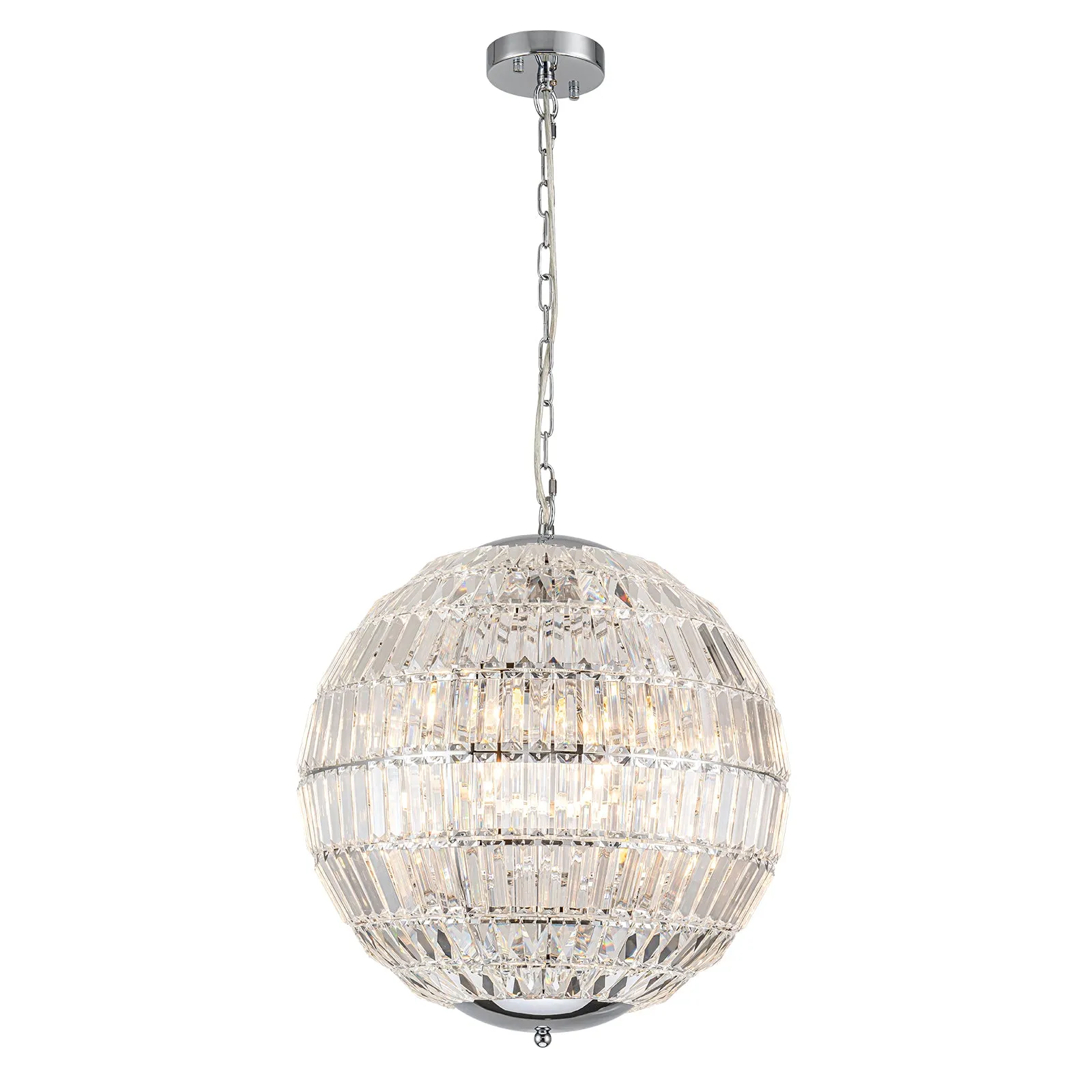 Glowlings 6-Light Glam Modern Chrome Sphere Small Crystal Chandelier