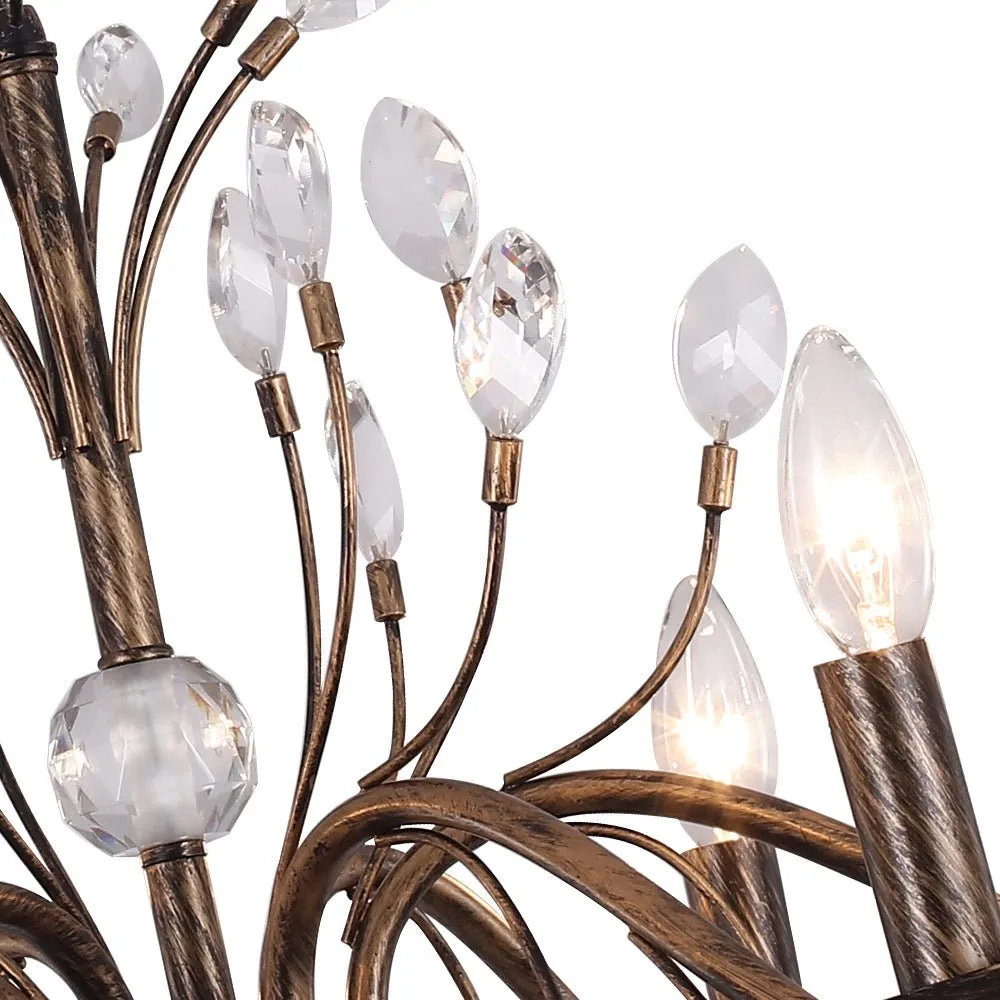 Glowlings 6/9-Light French Vintage Bronze Branch Candle Style Chandelier with Crystal Accents