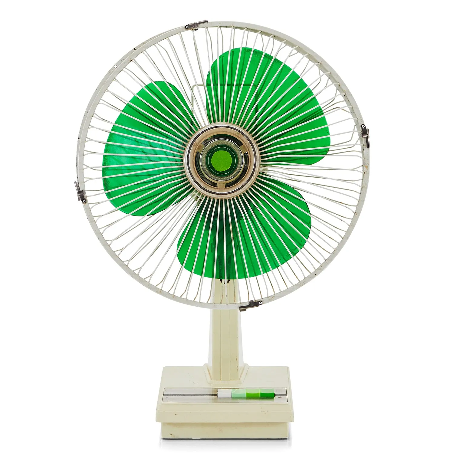 Green & White Vintage Table Top Fan